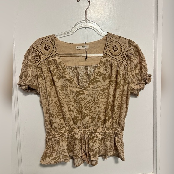 Spell & The Gypsy Lioness Cap Sleeve Blouse - Smoke Size XL LIKE NEW - Picture 2 of 8